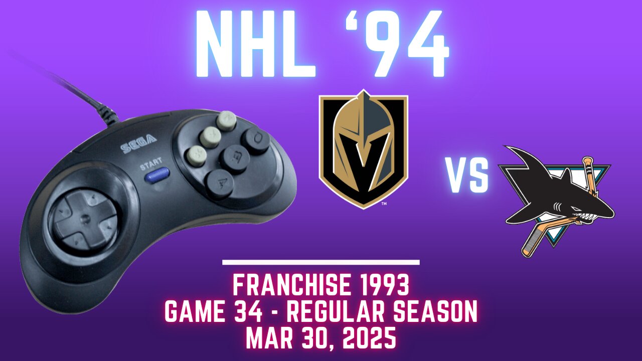 NHL '94 Franchise League (1993) - Knights at Sharks (Genesis) - Game 34 OT!