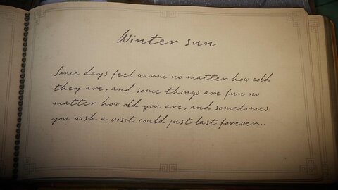 Unravel part 8, Winter Sun