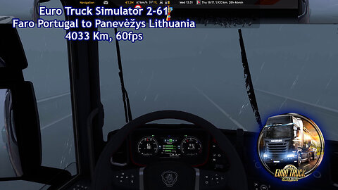 Euro Truck Simulator 2-61, Faro Portugal to Panevèžys Lithuania, 4033 Km, 60fps