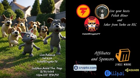 CatsOfCryptoTV Live release of CatMan- Avoid the Dogs sponsored by @JingleMining