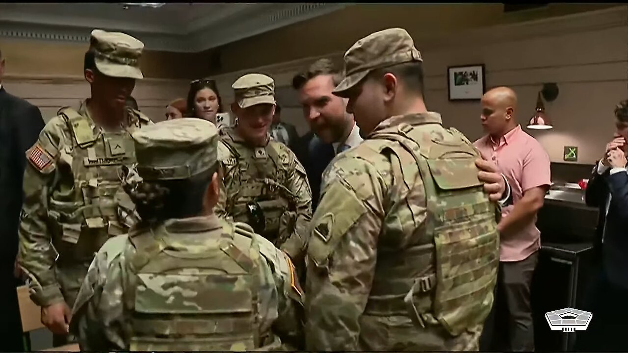 Vice President JD Vance and Secretary of Defense Pete Hegseth visit soldiers at Union Station