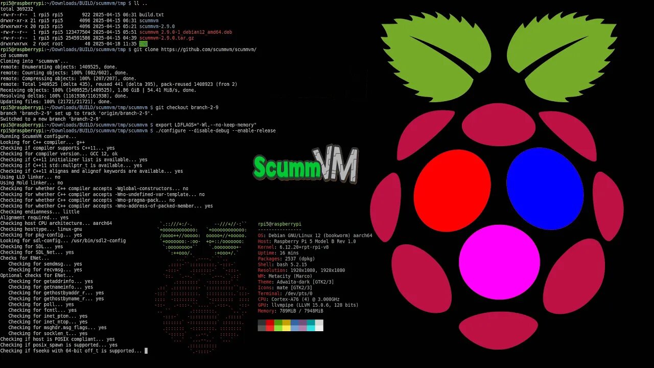 compiling scummvm 2.9.0 on raspberry pi 5 8GB (arm64) {LINUX}