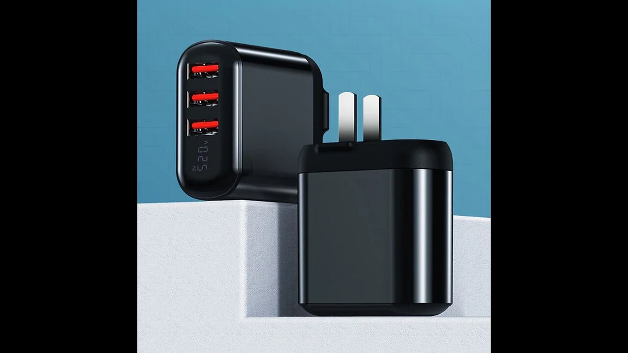 3-Port Portable Wall Charger, with Max 18W Fast Charging, Multi Protections & Foldable Plugs