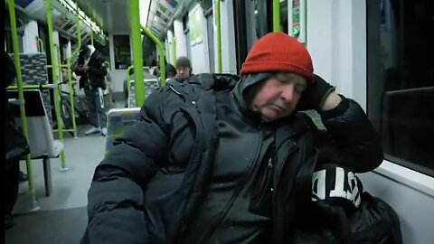 Middle aged white man Daniel worked all his life, still working & forced to sleep on trams 🙏 (8.1.25)