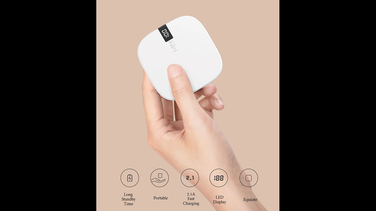 Mini 10000mAh Power Bank with 2.1A Fast Charging, Super Slim, LED Display and Dual USB Output Ports