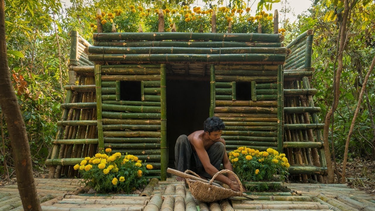 Building The Most Incredible Bamboo House in The Deep Jungle By Ancient Decoration