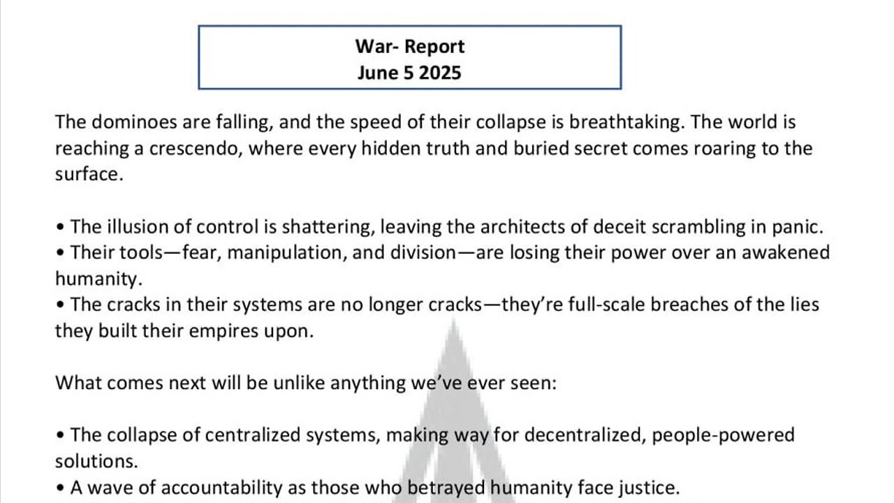 WAR REPORT - JUNE 05 2025 - THE WORLD IS REACHING A CRESCENDO