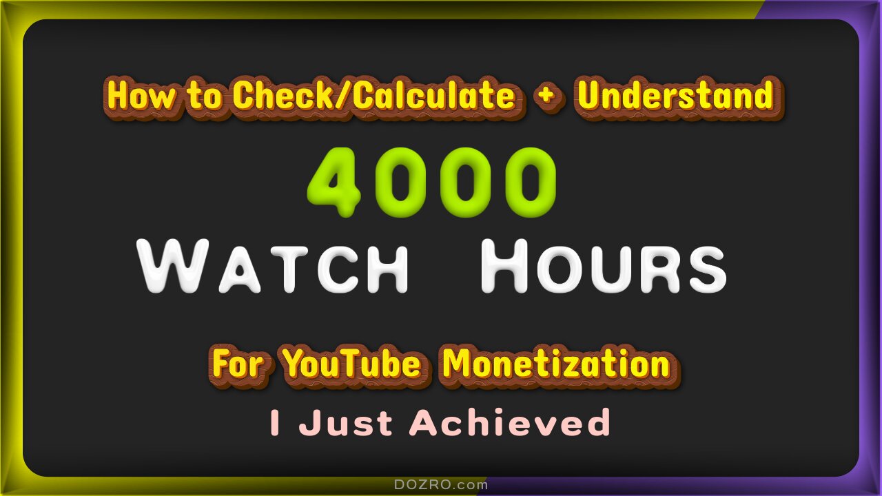 YouTube Monetization:How to Check/Calculate YouTube Watch Hours | Meaning of 4000 & 1000 Subs