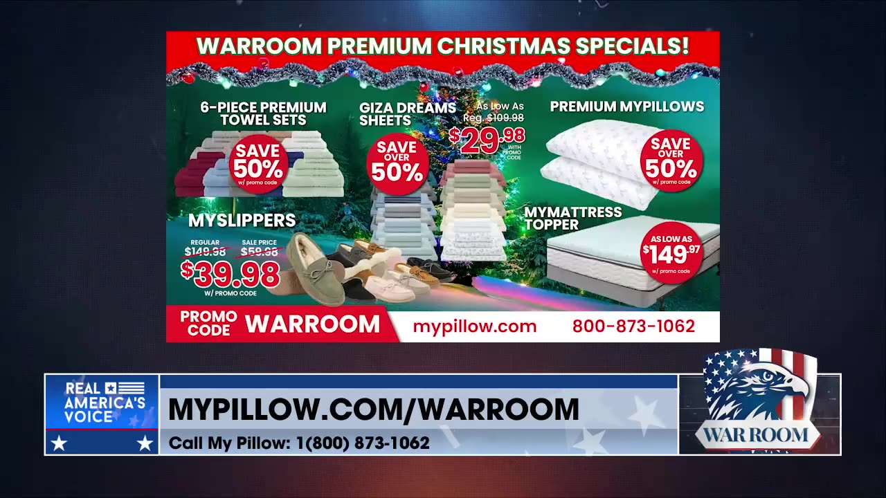 WARROOM PREMIUM CHRISTMAS SPECIALS! Order WarRoom Posse Exclusive Deals Today To Get Gifts For You And Your Loved Ones At MyPillow.com/warroom