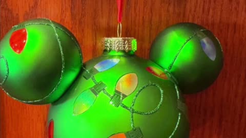 Disney Parks Mickey Mouse Shape Green Glass Ornament with Christmas Light Pattern #shorts