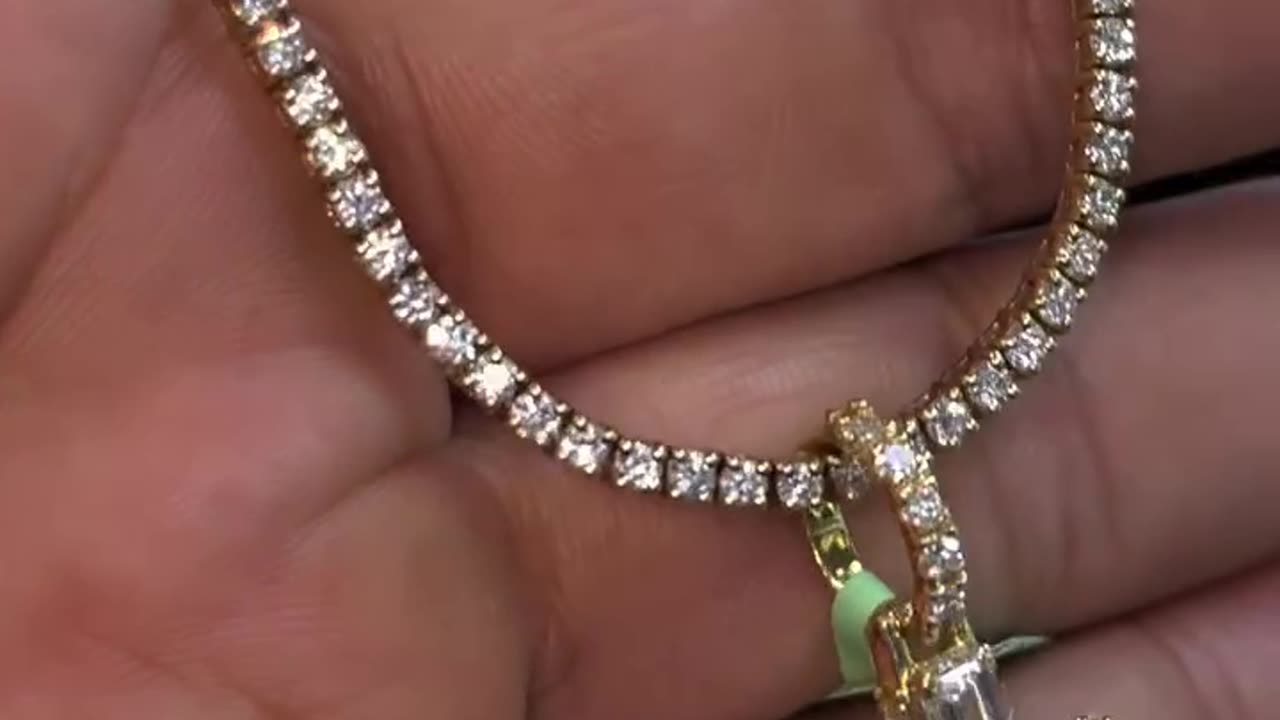 14K Gold & Lab Grown Diamond Tennis Chain & Cross Set