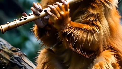 Mico leão dourado: #ia #monkey #flauta #animais #musica #