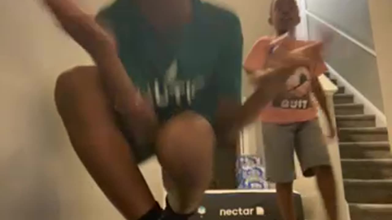 Playing on the mattress