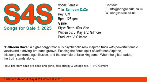 S4S (Songs 4 Sale) Female Vocal - Ballroom DaZe (Key Cm) 128bpm (2025)