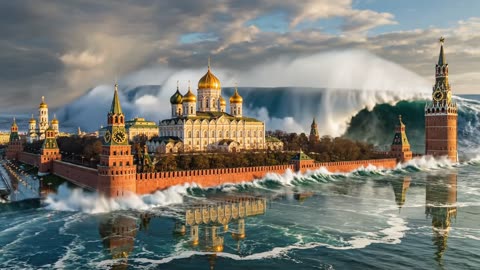 Massive Tsunami Over Moscow Kremlin 🌊 | Breathtaking Aerial View of Russia’s Heart