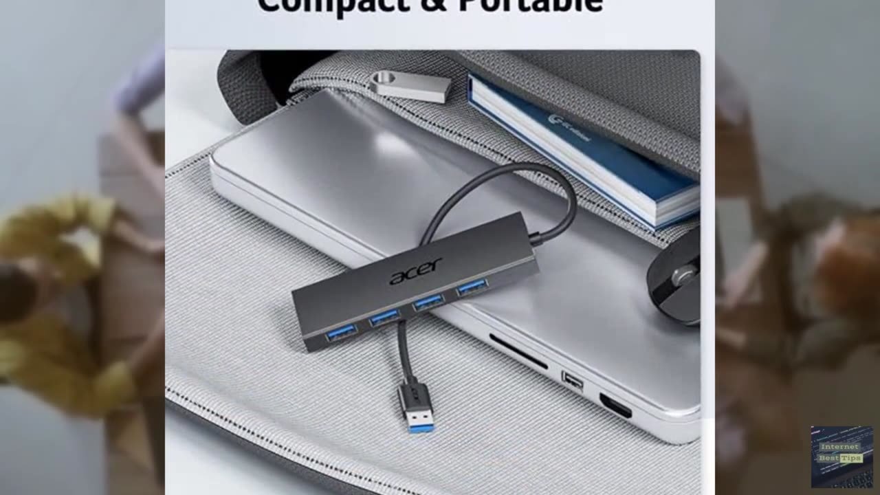 Acer USB Hub 4 Ports, Multiple USB 3.0 Hub, USBA Splitter for Laptop with Type C