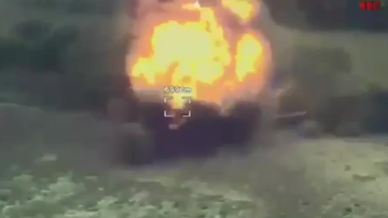 Russian MLRS "Grad" epically explodes after being detonated on PTM-2 anti-tank