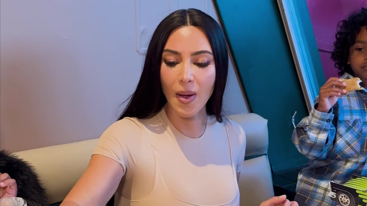 Kim Kardashian having a lovely time