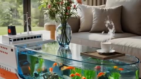 Cargo Ship Aquarium Coffee Tables 🚢 So much cute in one cool piece. 🌊