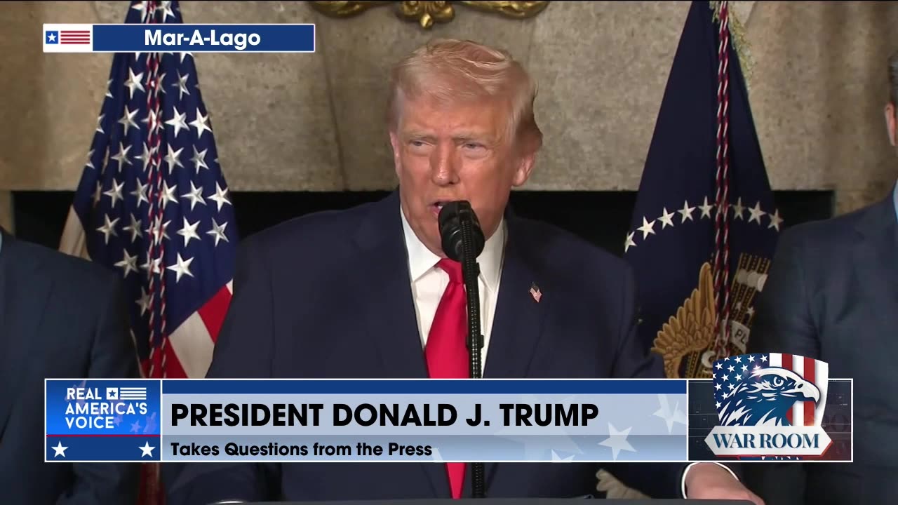 President Trump Takes Questions From Media At Announcement Of Trump Class Battleships