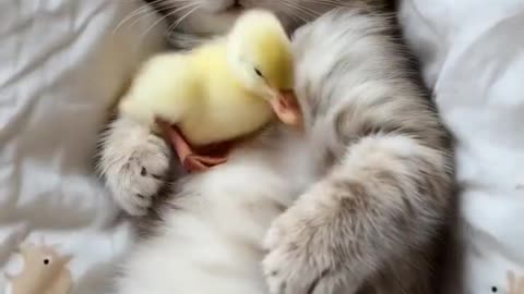 Cat & Duck The Cutest Nap Buddies Ever! 🐱🦆💤 - 2k