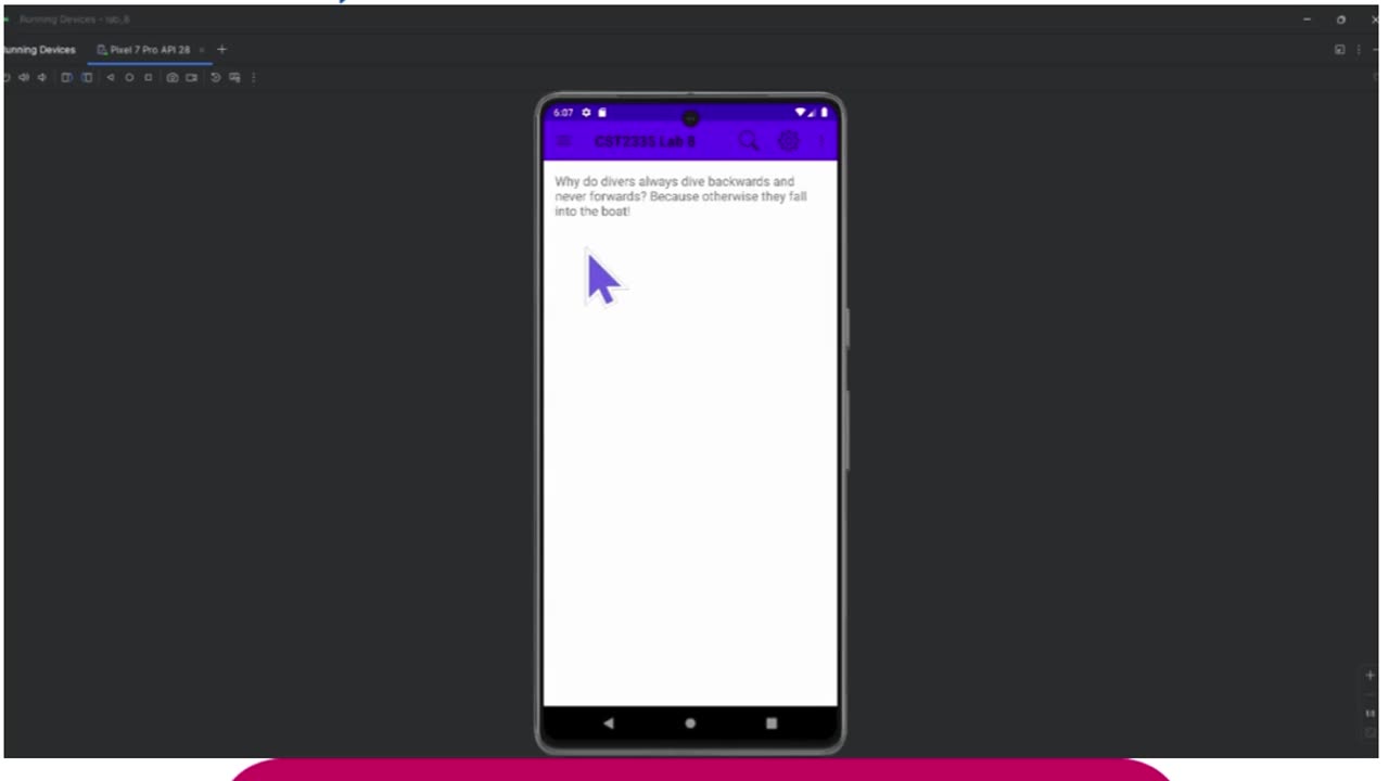Student Work(Android)| CST2335 – Graphical Interface Programming Lab 8 – Toolbars Output Video