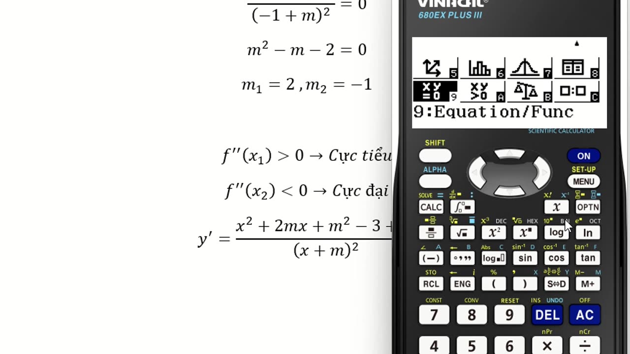 Toán 12: (x^2+(m-1)x+3-2m)/(x+m) đạt cực đại tại x=-1 .Tìm m