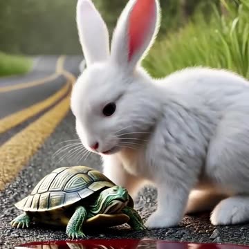 A little rabbit floating in the middle of a heavy rainstorm