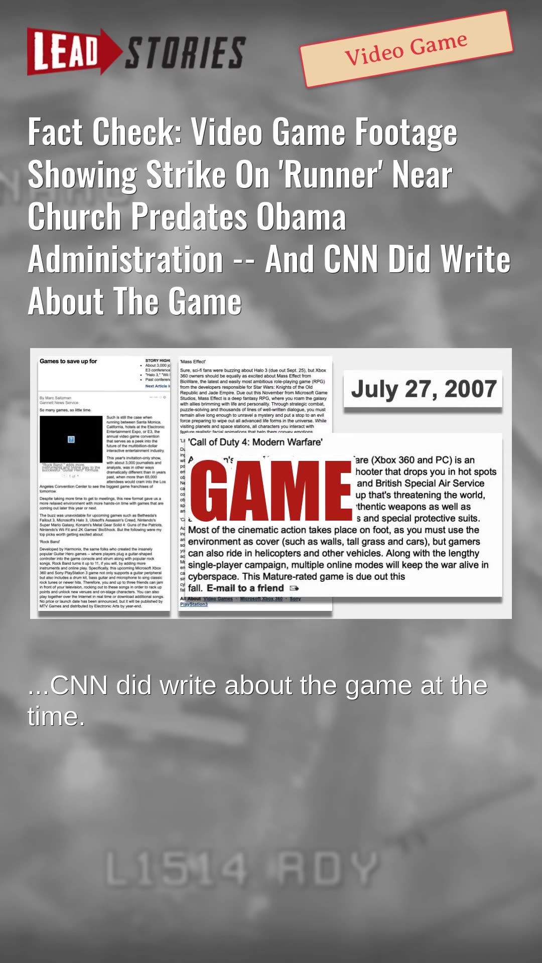 Fact Check: Video Game Footage Showing Strike On Runner Near Church Predates Obama Administration