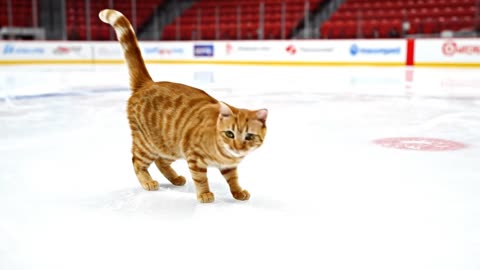Cat in a Hockey Arena