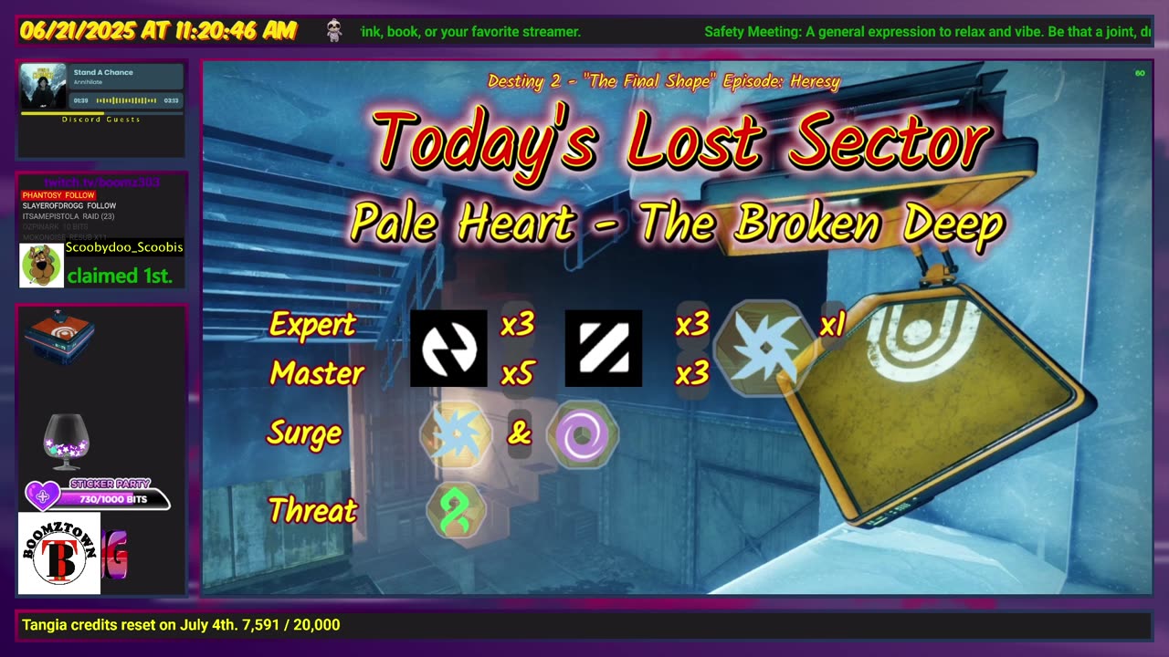 Destiny 2: 6-21-25 The Broken Deep is the Lost Sector. Arc Surge.