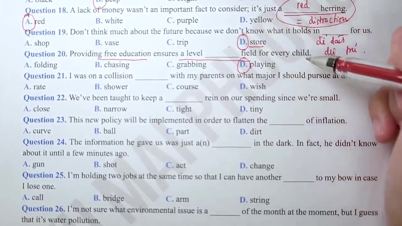 Dự đoán câu hỏi IDIOMs trong đề thi Buổi 2