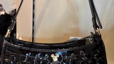 Disney Parks Mickey Mouse Shiny Black Cross Body Purse