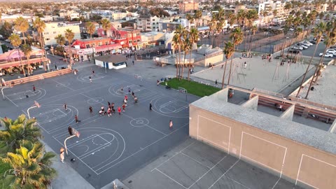 Aerial View of Venice Beach Basketball Court