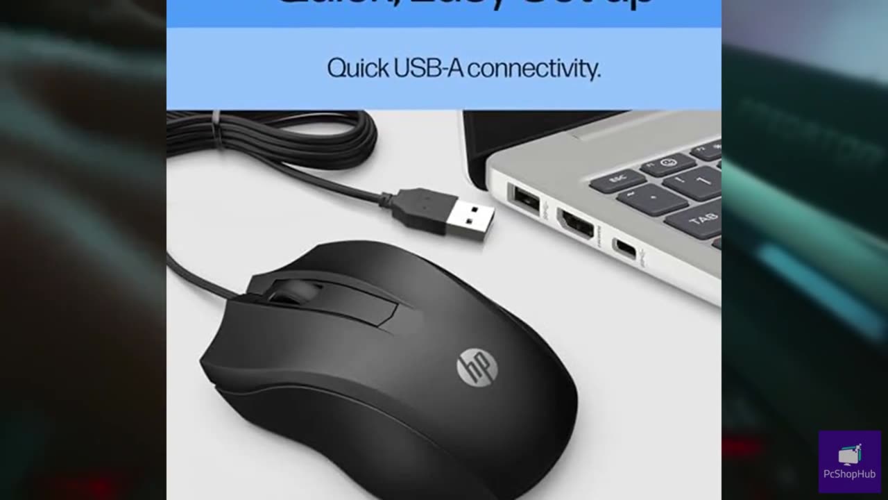 HP Wired Mouse 100 - Precise Optical Sensor with 1600 DPI - Easy USB Connection