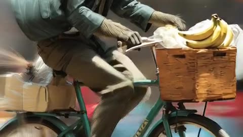 Prompt of a talking monkey wandering around in the desert