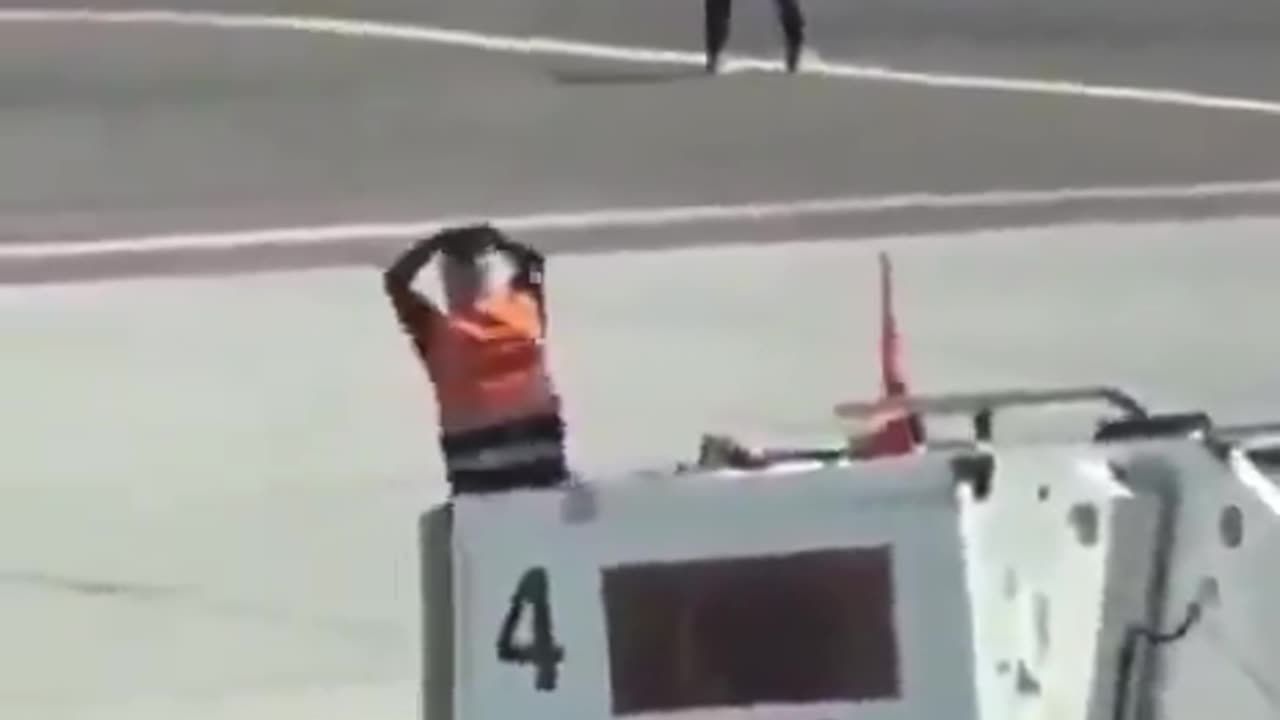 Man climbs into a plane's engine in Italy