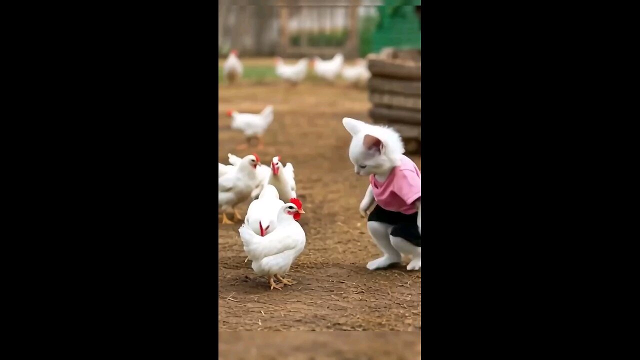 Cute kitten steals chicken to make fried chicken #cute #shorts