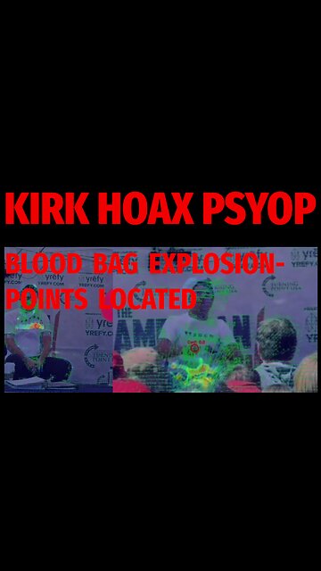 🔺🇺🇸 KIRK HOAX PSYOP ▪️ BLOOD BAG EXPLOSION-POINTS LOCATED ▪️ Pixel flow mapping of the explosive epicenter. The red circle marks the area with the most movement from each frame.