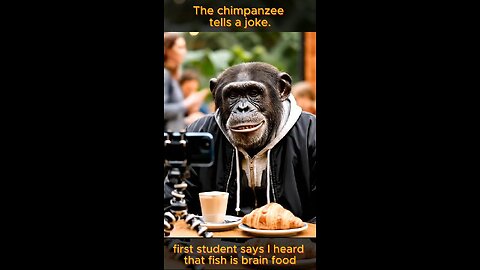 The chimpanzee tells a joke