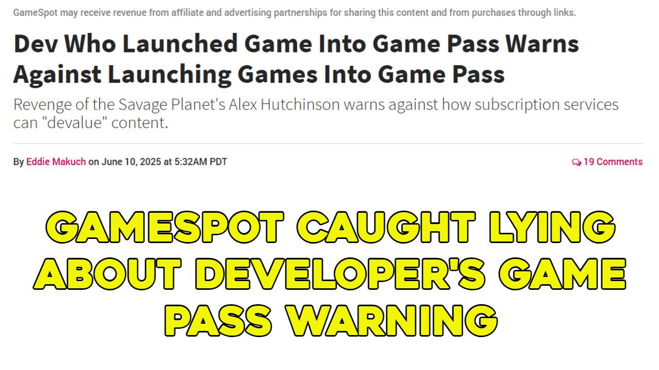 GameSpot Caught Lying About Developer's Game Pass Warning