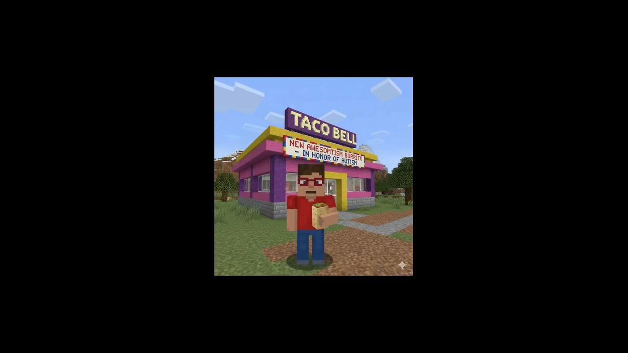 Me eating at Taco Bell in Minecraft