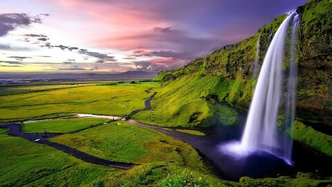 Satisfying Waterfall Video With Relaxing Deep Sleep Music Stress Relief & Meditation