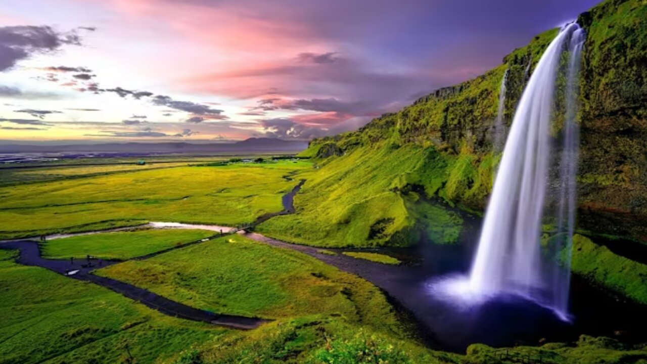 Satisfying Waterfall Video With Relaxing Deep Sleep Music Stress Relief & Meditation