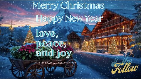Snowy Mountain log cabin, Christmas Music For All To Enjoy. Merry Christmas