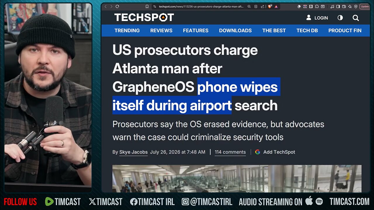 Leftist WIPES PHONE During CBP Interrogation | Tim Pool