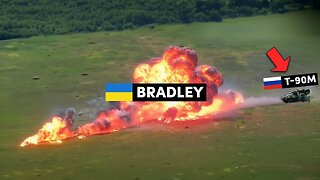 Russian T-90 Obliterates Ukrainian Bradley with Direct Hit!