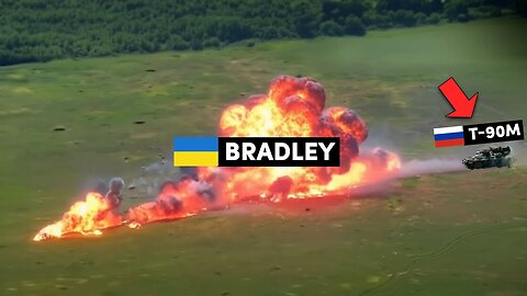 Russian T-90 Obliterates Ukrainian Bradley with Direct Hit!