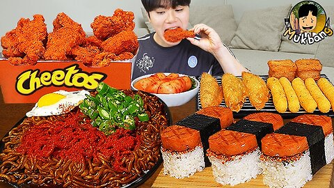 MUKBANG | CHEETOS Fried Chicken, cheese stick, black bean noodles, Food recipe ! eating
