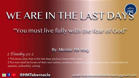 WE ARE IN THE LAST DAYS